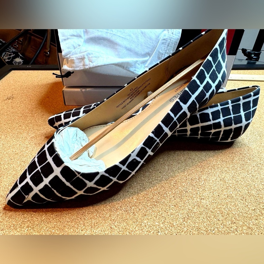 Adam Lippes for Target Black White Grid Print Flats – Size 8.5 – Limited Edition
